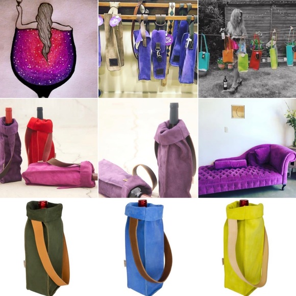 🍷🔹Wine lovers - leather Suede Bag to carry your wine with style - 💯 % suede - Picture 3 of 6